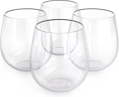 Vista 2 de Bolaras Vino Valor - Juego de 4 copas de vino, irrompibles, sin tallo, 16 onzas, plástico Tritan, sin BPA, reutilizables, aptas para lavavajillas