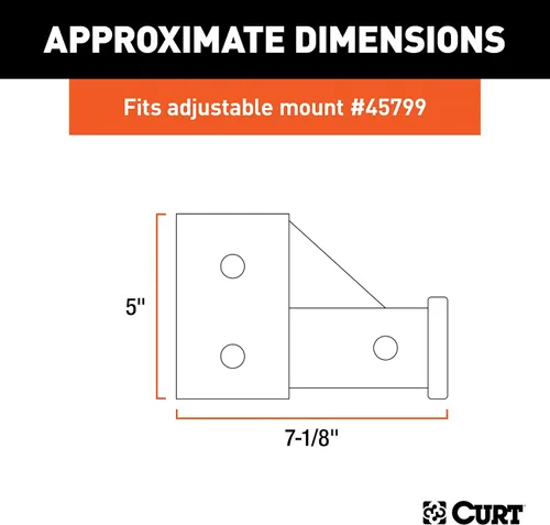 Vista 2 de CURT 45802 Soporte de tubo de montaje de bola de enganche de remolque ajustable de repuesto para CURT #45799