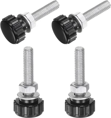 Vista 55 de Uxcell - 4 juegos de pomos moleteados con tornillos de pulgar, tuercas y arandelas, rosca macho métrica M3 x 30 mm, 14 mm de plástico, cabeza de 304