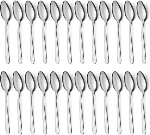 Vista 8 de BEWOS 16 cucharaditas – Cucharas de postre de acero inoxidable pulido espejo de 5.71 pulgadas, cucharas pequeñas para el hogar, restaurante