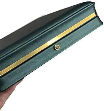 Vista 5 de Caja de cuero de alta calidad verde negruzco conjunto de joyas de boda vitrina soporte de almacenamiento (para collar de perlas)