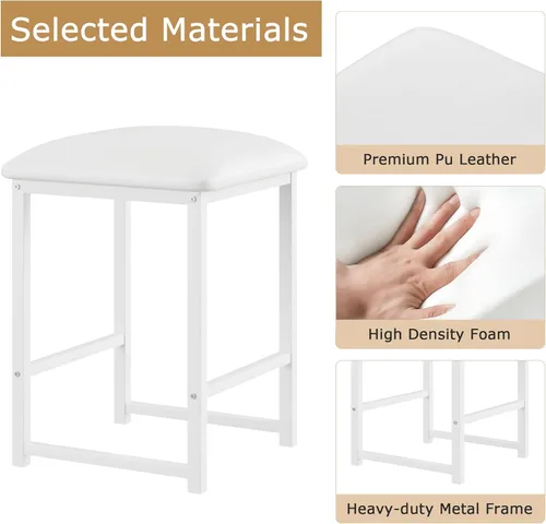 Vista 4 de VECELO Mesa y sillas de cocina para 4, juego de comedor con sillas/taburetes de poliuretano, marco de metal resistente, mesa de madera, diseño que