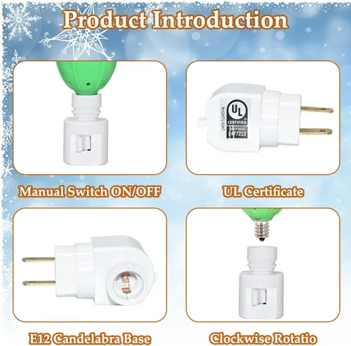 Vista 9 de Luces nocturnas de burbujas de Navidad enchufables a la pared, 1 luz nocturna de Navidad de burbujas multicolor + 1 bombilla de repuesto