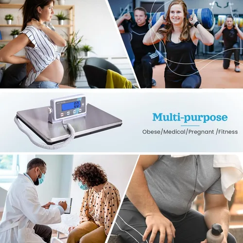 Vista 5 de Báscula de peso corporal digital médica extra ancha, capacidad de 440 libras, alta precisión, báscula de baño portátil resistente, fácil de leer