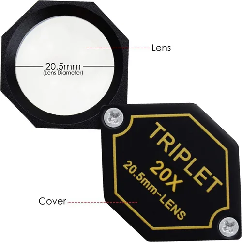 Vista 4 de 20 lupas para joyería, lupa, triplete, lente de cristal óptico de 0.807 in, herramienta de aumento para joyero, filatelista de sellos, moneda