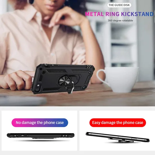 Vista 8 de ULAK Funda compatible con iPod Touch 7/6/5 con 2 protectores de pantalla HD, híbrida resistente a prueba de golpes con soporte integrado para iPod