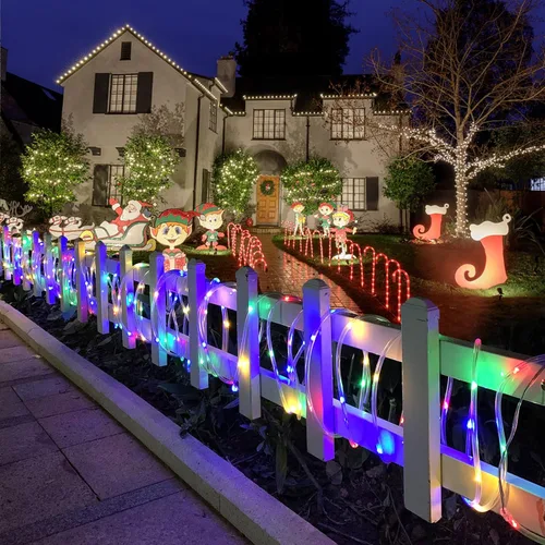 Vista 3 de Luces de cuerda LED de 33 pies para interiores, 100 luces de tubo LED con 18 colores, luces de cadena para exteriores, impermeables, luces de cuerda