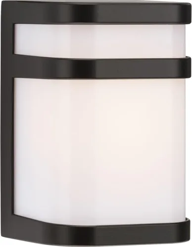 Vista 3 de Progress Lighting Valera LED Collection - Farol acrílico blanco mate con pantalla moderna para exteriores, pequeña pared, luz de bronce