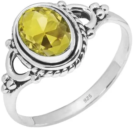 Vista 4 de Anillos de piedras preciosas naturales - Anillo de plata de ley 925 para mujeres y niñas, regalo de Navidad