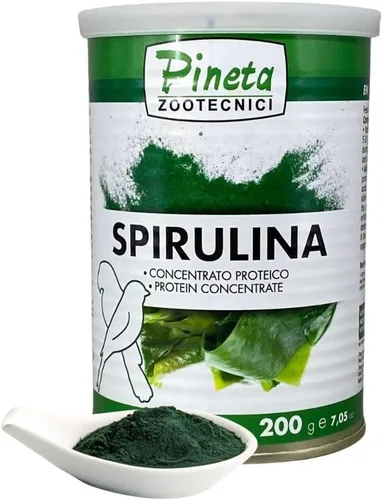PINETA Spirulina en polvo orgánico 7.05 oz – Suplemento de espirulina para aves canarias y granívoras – 100% natural, suplemento de apoyo