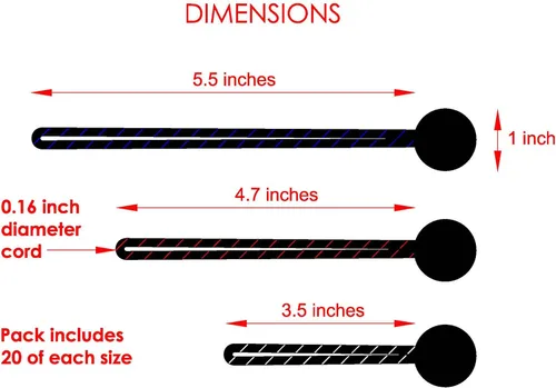 Vista 4 de Strapright- Bungee Cords with Balls- 60 Pack, 3 Sizes 5.5", 4.7" & 3.5" Ball Bungee Cords, Black UV Treated Stretch Tie Loops with Plastic Toggle