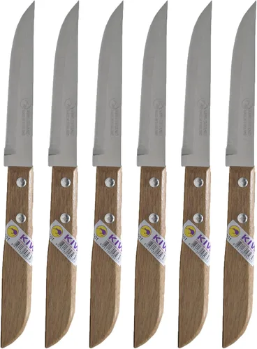 Cuchillos para carne de cocina tailandesa, cuchillos de acero inoxidable, Kiwi 501, 6 unidades por juego