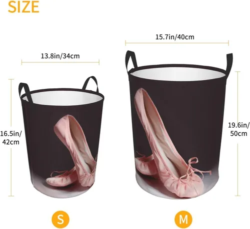 Vista 5 de Cesta circular con estampado de zapatos de ballet, impermeable, cesta organizadora de almacenamiento con asas, para ropa, juguetes, pequeña