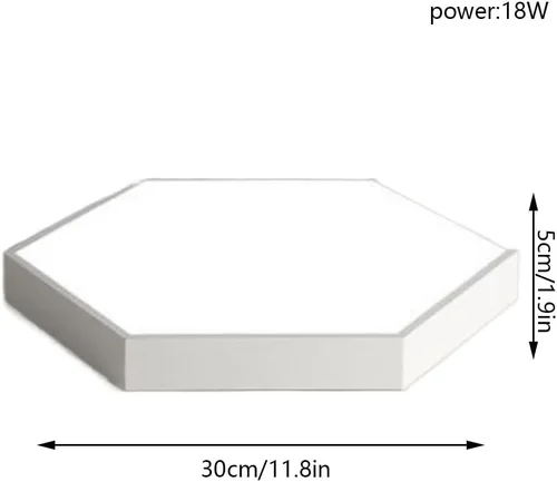Vista 6 de Lámpara de techo LED hexagonal ultrafina con control remoto cerca del techo, lámpara de techo moderna de montaje en superficie, luz plana regulable