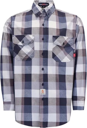 Vista 24 de BOCOMAL Camisas FR Resistente a la llama 100% C NFPA2112 7.5oz Camisa de soldadura resistente al fuego para hombres