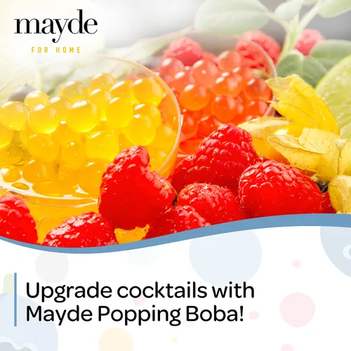 Vista 5 de Mayde Perlas de Boba Popping para bebidas, postres y cuencos de desayuno (sabor a arándanos, 7 libras)