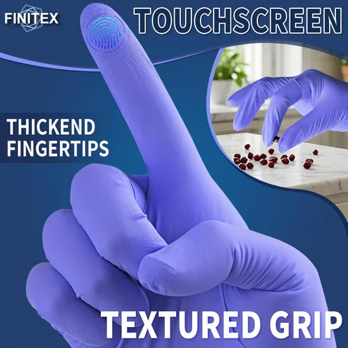 Vista 4 de FINITEX Guantes de examen de nitrilo azul hielo, sin polvo, 1000 guantes de limpieza médica y del hogar
