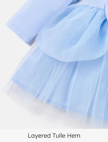 Vista 6 de Disney Vestido de tul de manga larga para bebé de princesa, disfraz de fiesta de cumpleaños