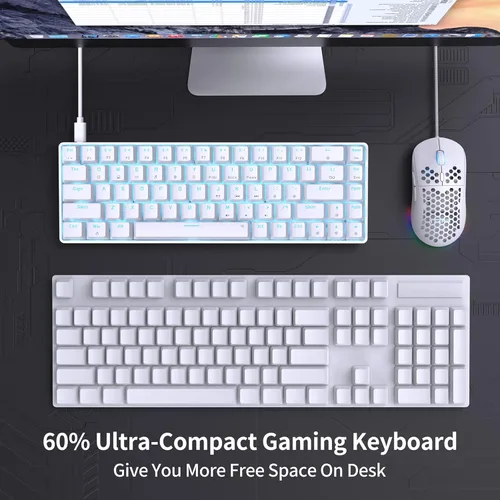 Vista 2 de DIERYA T68SE - Teclado mecánico para juegos, 60%, ultra compacto, mini de 68 teclas con interruptores rojos, teclado con cable, teclas