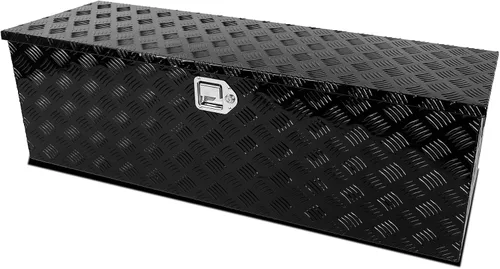 Vista 13 de Caja de herramientas chapada en aluminio de 16 pulgadas, caja de herramientas con asa lateral, cerradura impermeable y llaves, color negro
