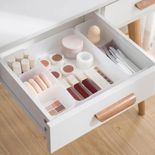 Poeland Bandeja organizadora de cajones de 5 piezas, caja de almacenamiento para dormitorio, mesita de noche, cajón, tocador, baño, cajón de cocina,