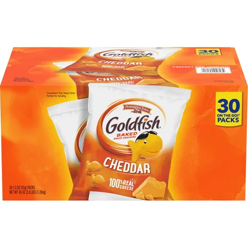 Vista 21 de Goldfish Dynamic Duo Paquete de Variedad, Colors Cheddar y Flavor Blasted Xtra Cheddar, Paquetes de Aperitivos, 20 Ct