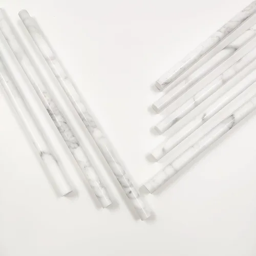 Vista 3 de Paquete de 15 revestimientos de mármol blanco Carrara de 0.5 x 12 pulgadas, borde de mármol pulido para salpicaduras de cocina, baño y ducha