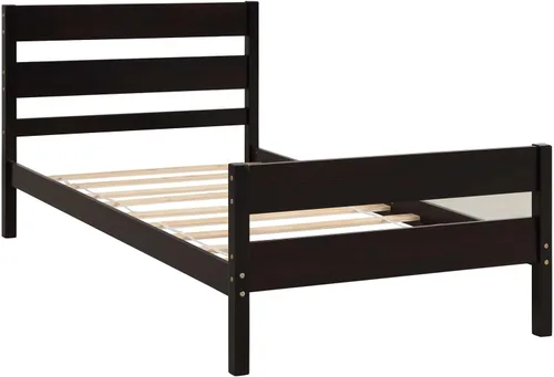 Vista 42 de Base de cama de plataforma de madera de tamaño individual con cabecera y estribo de estilo moderno, marco de cama de madera con patas de soporte