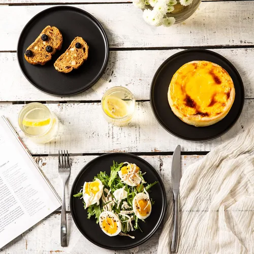 Vista 5 de AmorArc Juego de 6 platos de cerámica, esmalte mate de 8.0 pulgadas para cocina, postre, ensalada, aperitivo, platos pequeños para platos llanos