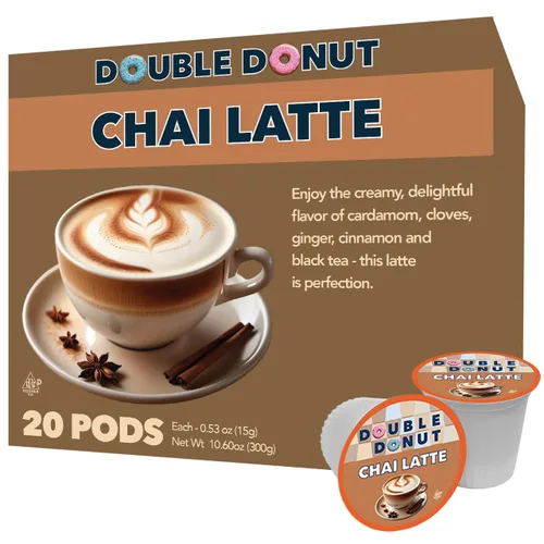 Double Donut Coffee Chai Latte Pods – Chai Latte Especiado y Cremoso – Notas de Canela, Cardamomo, Clavo de Olor y Jengibre, Compatible con