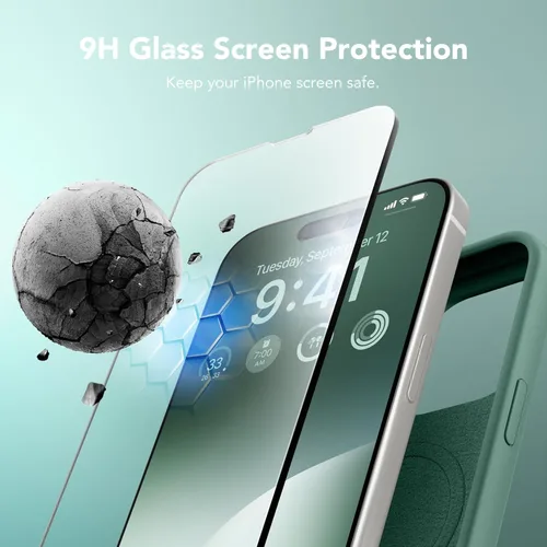 Vista 646 de GONEZ Funda magnética para iPhone 14, compatible con Magsafe, con protector de pantalla + protector de cámara, forro de microfibra antiarañazos