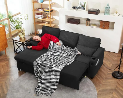 Vista 4 de Sofá cama extraíble 2 en 1 sofá cama seccional sofá en forma de L