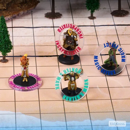 Vista 6 de 96 marcadores de efectos de estado Figuras DND acrílicas 24 anillos de condiciones Accesorios DND para RPG como Calabozos y Dragones 5ª edición