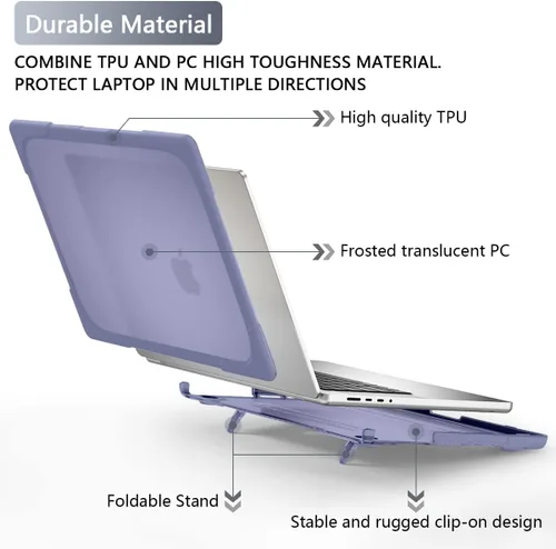 Vista 5 de Batianda Funda resistente para MacBook Pro de 14 pulgadas 2026 2025 M5 M4 M3 M2 Pro/Max Chip, soporte plegable ergonómico