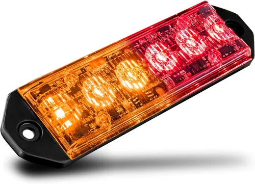 Vista 18 de LAMPHUS PlanarFlash - Luces de advertencia estroboscópicas LED ámbar de 6 W para parrilla de policía [clase SAE 1] naranja de 12 V ultra delgada