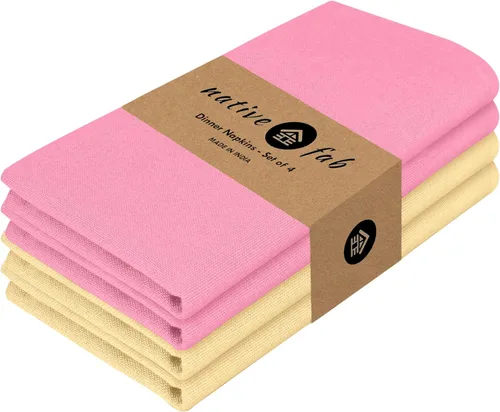 Vista 9 de Native Fab Blue Cloth Napkins, 4 Pack, 100% Cotton, 17x17 Inches, Heavy Duty, Soft Texture, Quick Drying, Great for Spring Holidays, Family