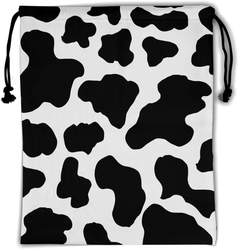 Bolsa de agarre de gimnasia para niñas bolsas de gimnasia para gimnasia bolsa de cordón para atleta gimnasio bolsa de cuerda Black White Cow Spots