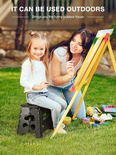 Vista 125 de Dyforce Taburete plegable de 9 pulgadas, taburete para niños, taburetes resistentes para adultos, taburetes de pie compactos, taburetes ligeros