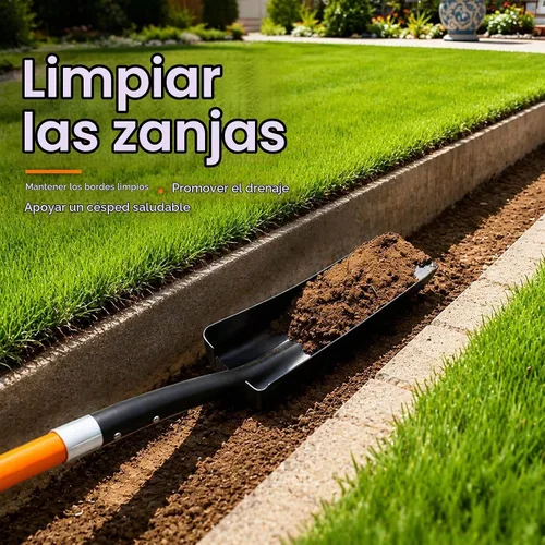 Vista 3 de VNIMTI Pala para zanjas limpias, pala de zanja de 4 pulgadas con mango de fibra de vidrio, 58 pulgadas
