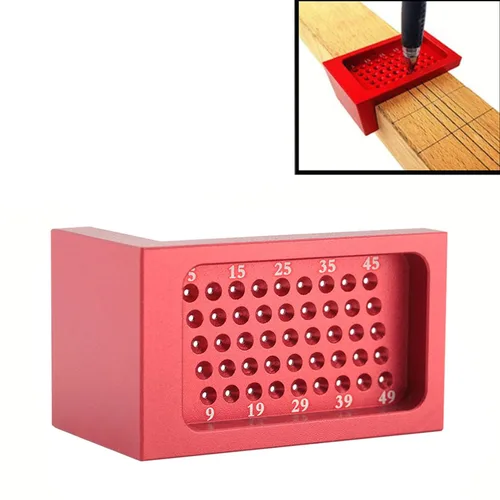Vista 2 de Herramienta de medición de signo de escritura tipo T, regla de calibración Red Carpintería T Tipo Herramienta de medición de señal de escritura