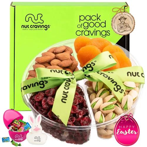 Vista 12 de NUT CRAVINGS - Cesta de regalo de frutas secas y frutos secos mixtos + cinta verde (7 surtidos, 2 libras) arreglo de alimentos, paquete de cuidado