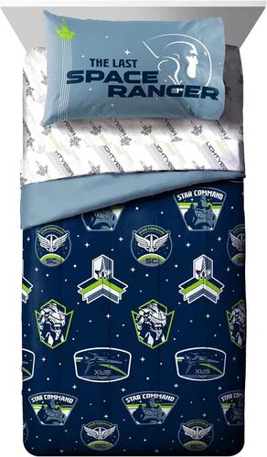 Vista 2 de Jay Franco Disney Pixar Lightyear Space Command - Juego de ropa de cama de 7 piezas, tamaño matrimonial, incluye edredón y juego de sábanas