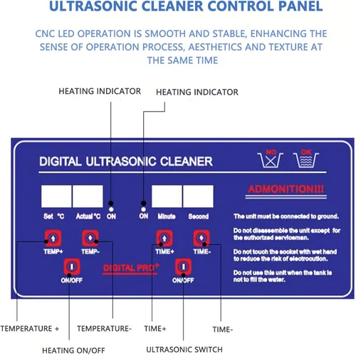 Vista 5 de Ultrasonic Cleaning Machine - Heated Professional Jewelry Cleaner, Stainless Steel Device for Eyeglasses, Dentures, Carburetors, 22L Capacity