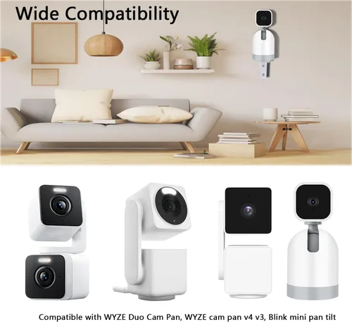 Vista 2 de TEKCAM Soporte de pared para cámara compatible con WYZE Cam Pan V3/Pan V4, WYZE Duo Cam, Blink Mini Pan-Tilt, soporte de techo ajustable