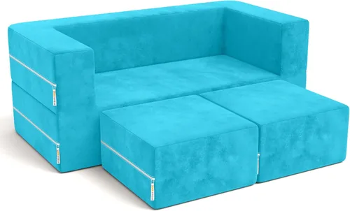 Vista 66 de Jaxx Zipline - Sofá biplaza modular para niños, otomana y tumbona plegable, color carbón