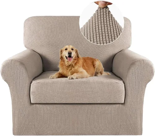 Vista 96 de Turquoize - Fundas de sillas de 2 piezas, fundas de sofá, funda de sillón con reposabrazos, protector lavable para sillas, tela jacquard gruesa Cian