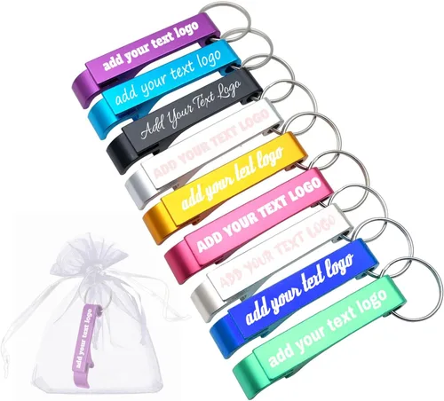 Vista 9 de 100 piezas Llavero Abridor de Botellas Personalizado Abridor de Botellas de Cerveza de Aluminio Personalizado Grabado Cualquier Texto/Logo Recuerdos