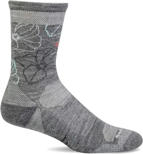 Sockwell Calcetines de compresión graduados moderados Petal Power Crew para mujer Gris