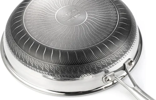 Vista 6 de Sartén antiadherente de acero inoxidable de 11 pulgadas con tapa, sartén profesional de panal, mango desmontable, para cocinar, uso en interiores