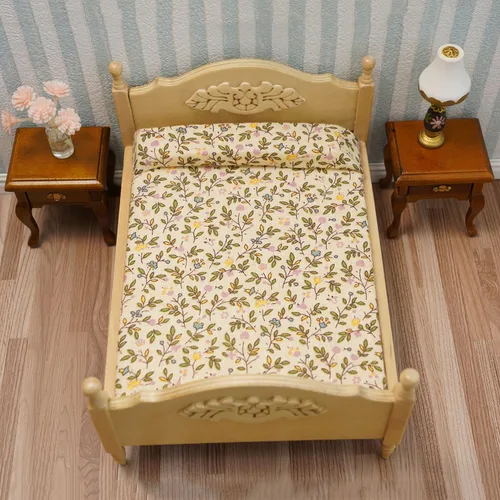 Vista 5 de Muebles en miniatura 112, mesita de noche, accesorios para casa de muñecas, mesita de noche de madera, sala de estar, dormitorio, escena